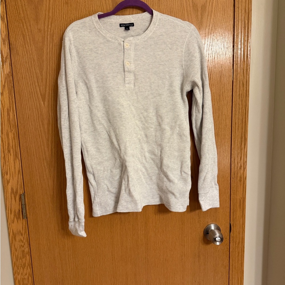 Gray Long Sleeve Henley Shirt